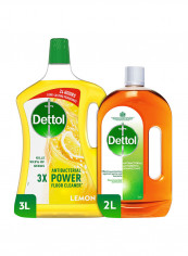 Large Surface Kit Lemon Floor Cleaner With Antiseptic Liquid Multicolour 3+2L