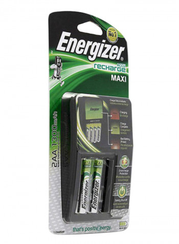 ACCU Rechargeable Maxi Charger With Batteries Grey/Black/Green 1300mAh