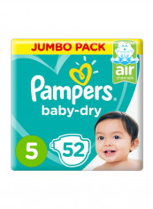 Baby-Dry Diapers, Size 5, Junior, 11-16 kg, Mega Pack, 52 Count