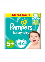 Baby-Dry Diapers, Size 5+, Junior+, 12-17kg, Mega Pack, 44 Count