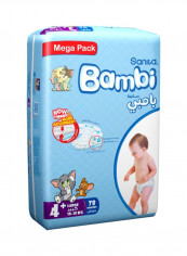 Sanita Bambi Disposable Diapers Large Size 4+  (10-18 Kg), 78 Counts