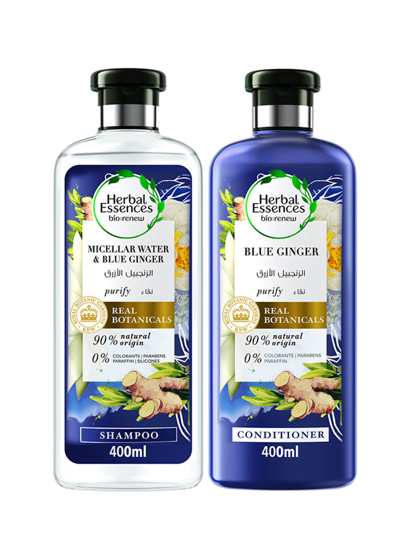 Renew Natural Shampoo + Conditioner With Micellar Water And Blue Ginger For Hair Purifying 400ml + 400ml