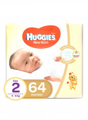 New Born Diapers, Size 2, Value Pack, 4-6 Kg, 64 Diapers
