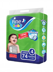 Baby Diapers, DoubleLock Technology , Size 4, Large 7 - 14kg , Mega Pack. 74 Diaper Count