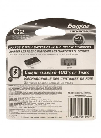 Pack Of 2 Rechargeable Batteries White 2500mAh