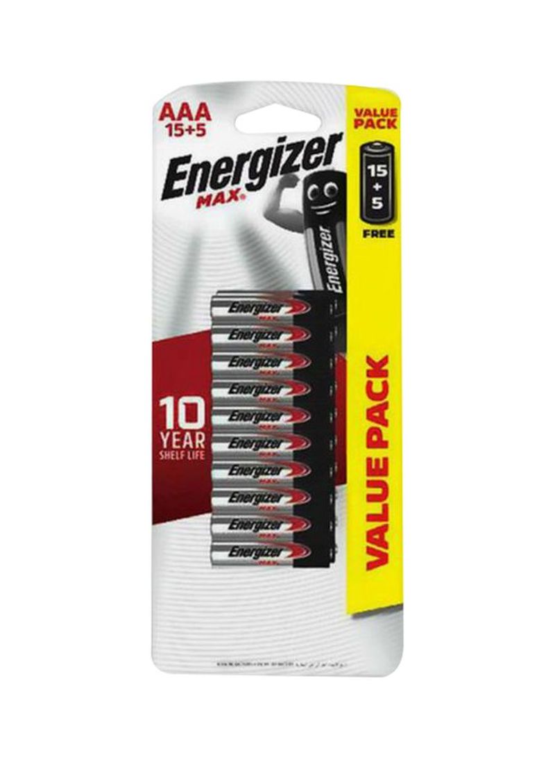 20-Piece Max Batteries Grey/Black/Silver AAA