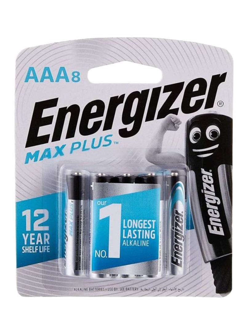 Pack Of 8 Max Plus Batteries Silver/Black