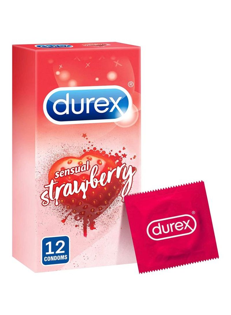 Strawberry Flavored Condoms - Pack of 12