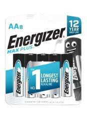 8-Piece Max Plus Alkaline Battery Set Silver/Black