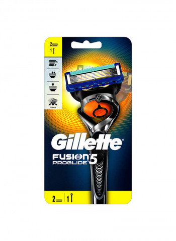 Fusion Pro Glide Razor With 2 Blade Refills Multicolour