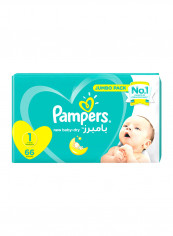 New Baby-Dry Diapers, Size 1, 'Newborn, 2-5kg, Jumbo Pack, 66 Count