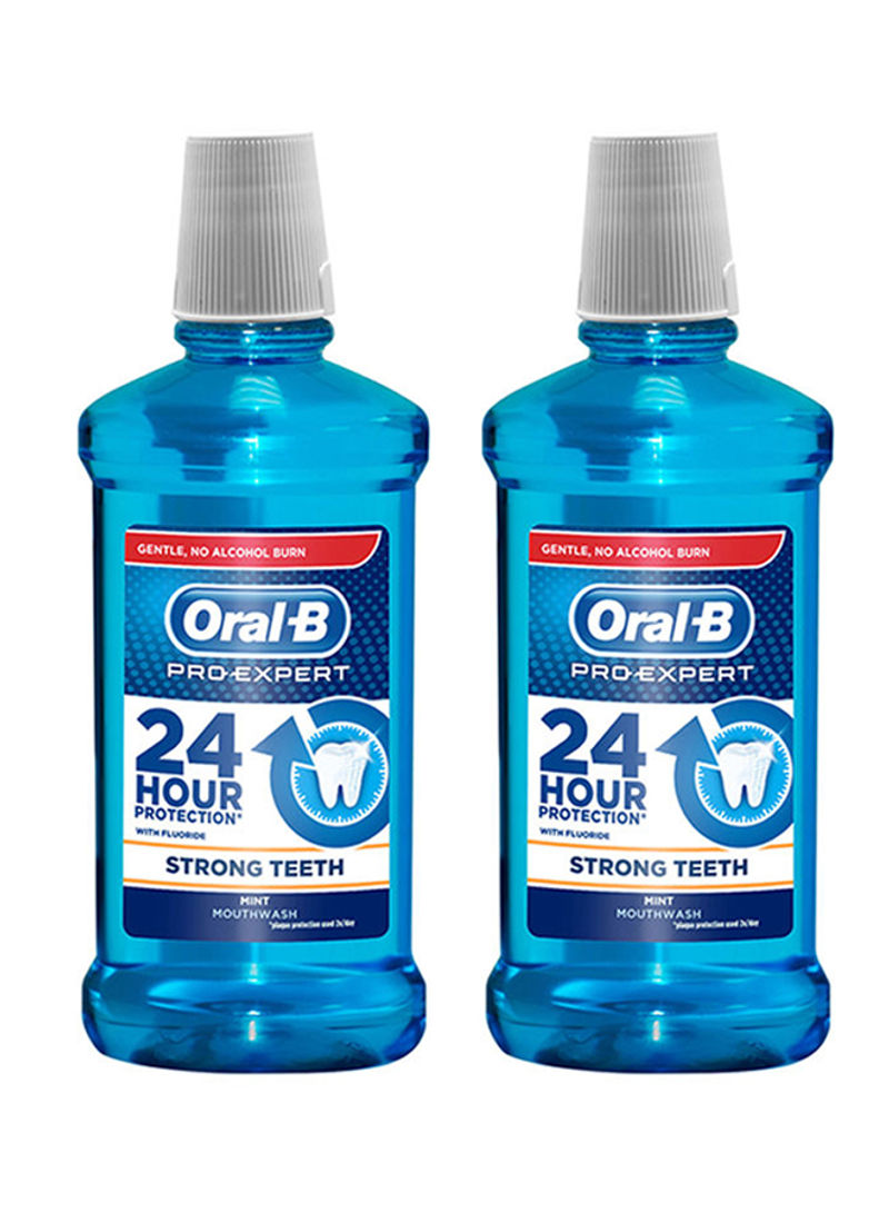 Pro-Expert Strong Teeth Mouth Wash With Mint Flavor Pack of 2 Blue 500ml