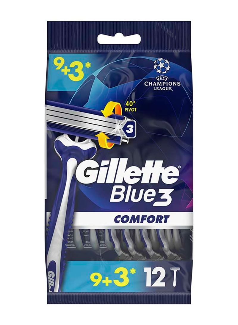Blue3 Comfort Disposable Men's Razors, 9+3 Count
