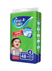 Baby Diapers, DoubleLock Technology , Size 4, Large 7 - 14kg , Jumbo Pack. 48 Diaper Count