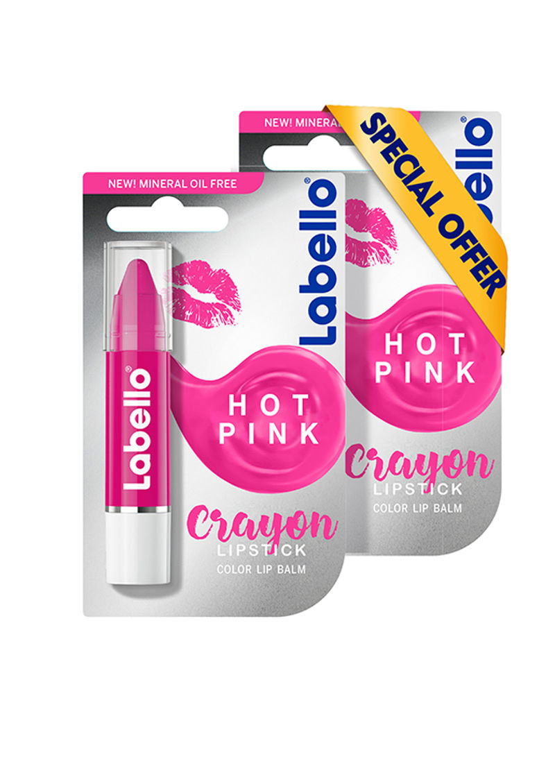 Pack Of 2 Colour Lip Balm Hot Pink 3g