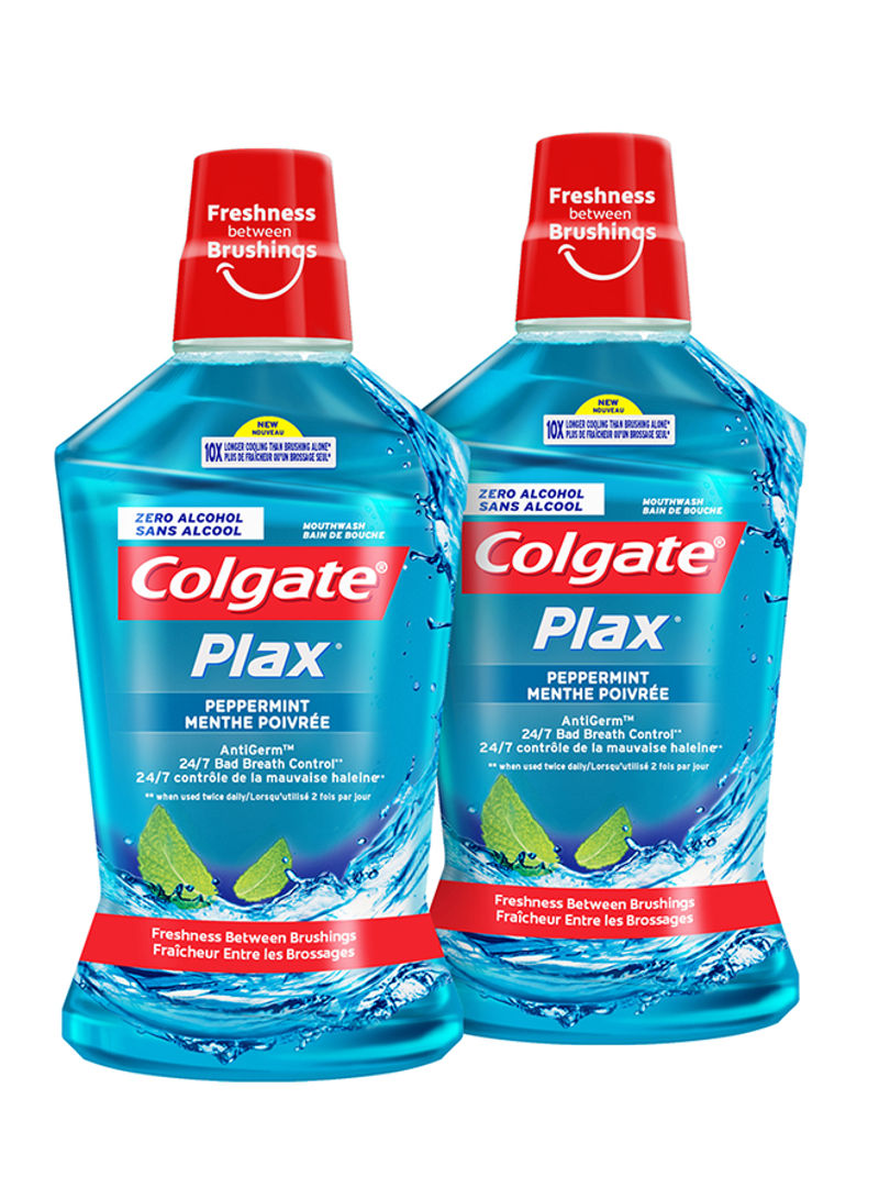 Pack Of 2 Plax Peppermint Mint Mouthwash 500ml