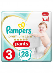 Pampers Premium Care Pants Diapers, Size 3, Midi, 6-11 kg, Carry Pack, 28 Diapers