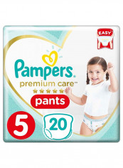 Pampers Premium Care Pants Diapers, Size 5, Junior, 12-18kg, Carry Pack, 20 Diapers