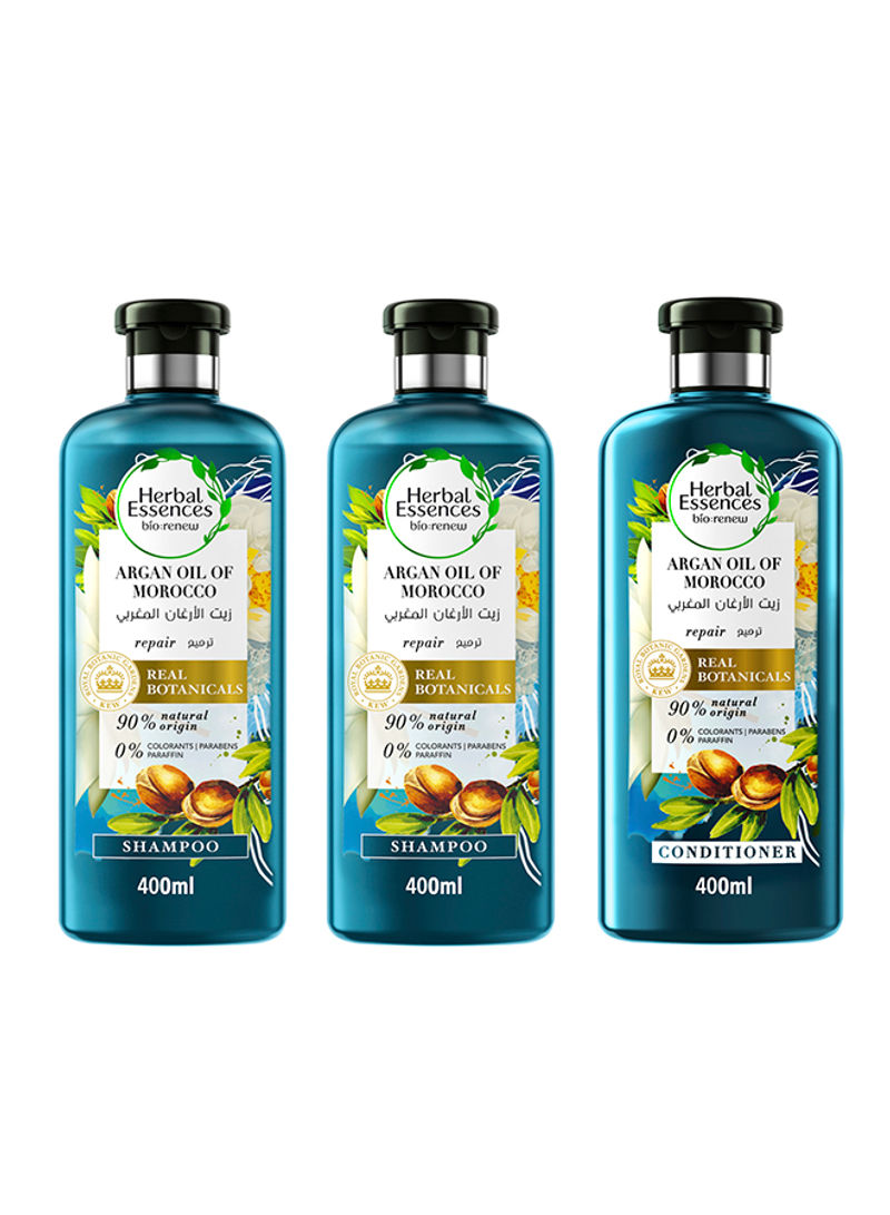 Renew Natural Shampoo + Shampoo + Conditioner With Argan Oil Of Morocco For Hair Repair 400ml + 400ml + 400ml