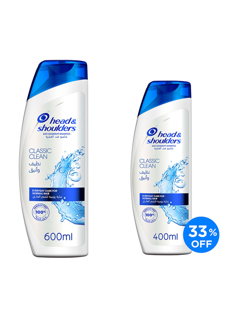 2-Piece Classic Clean Anti-Dandruff Shampoo 600ml + 400ml