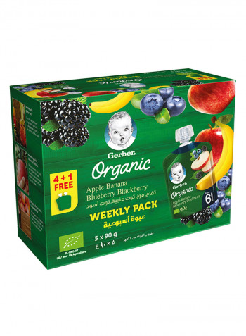 Organic Apple Banana Blueberry And Blackberry Puree 90g Pack of 5