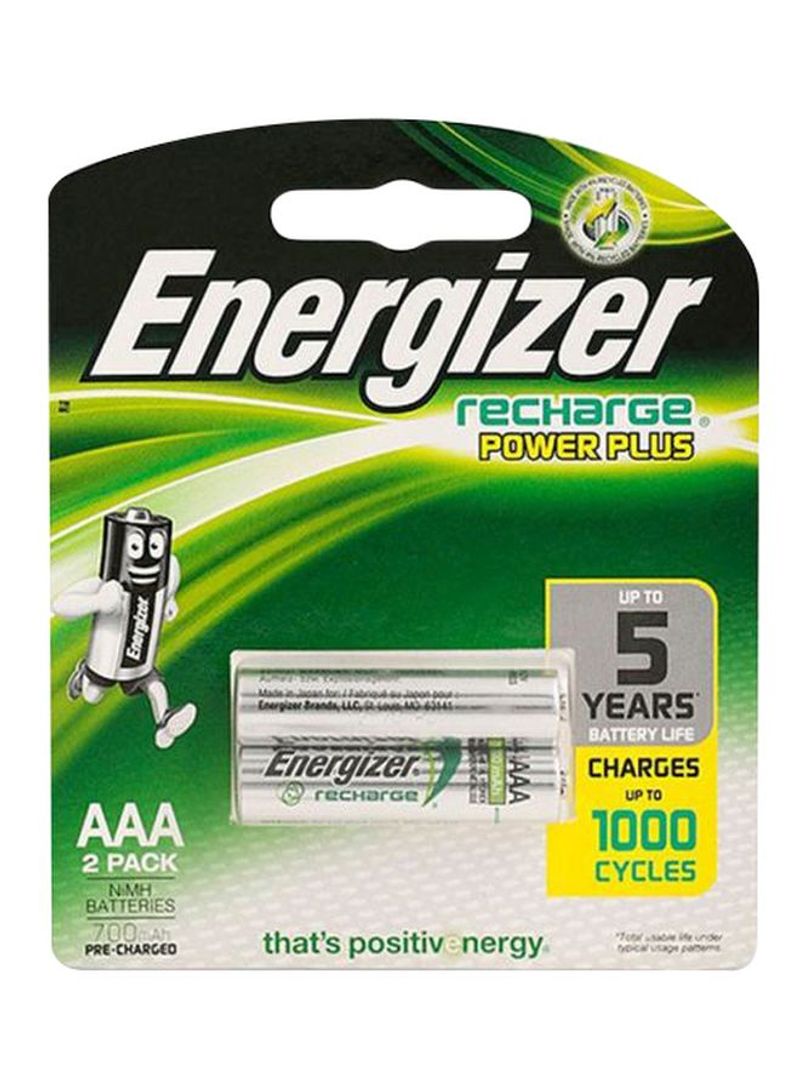 Pack Of 2 Power Plus Rechargeable Batteries Silver/Green 700mAh