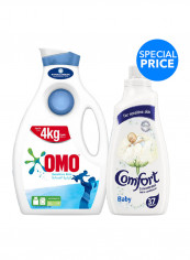 Active Auto Laundry Detergent Liquid Sensitive Skin 2L  And Concentrated Fabric Softener Baby 1.5L Pack of 2