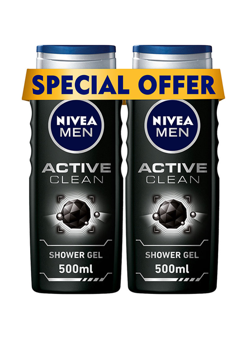 Active Clean Charcoal Shower Gel 500ml Pack Of 2