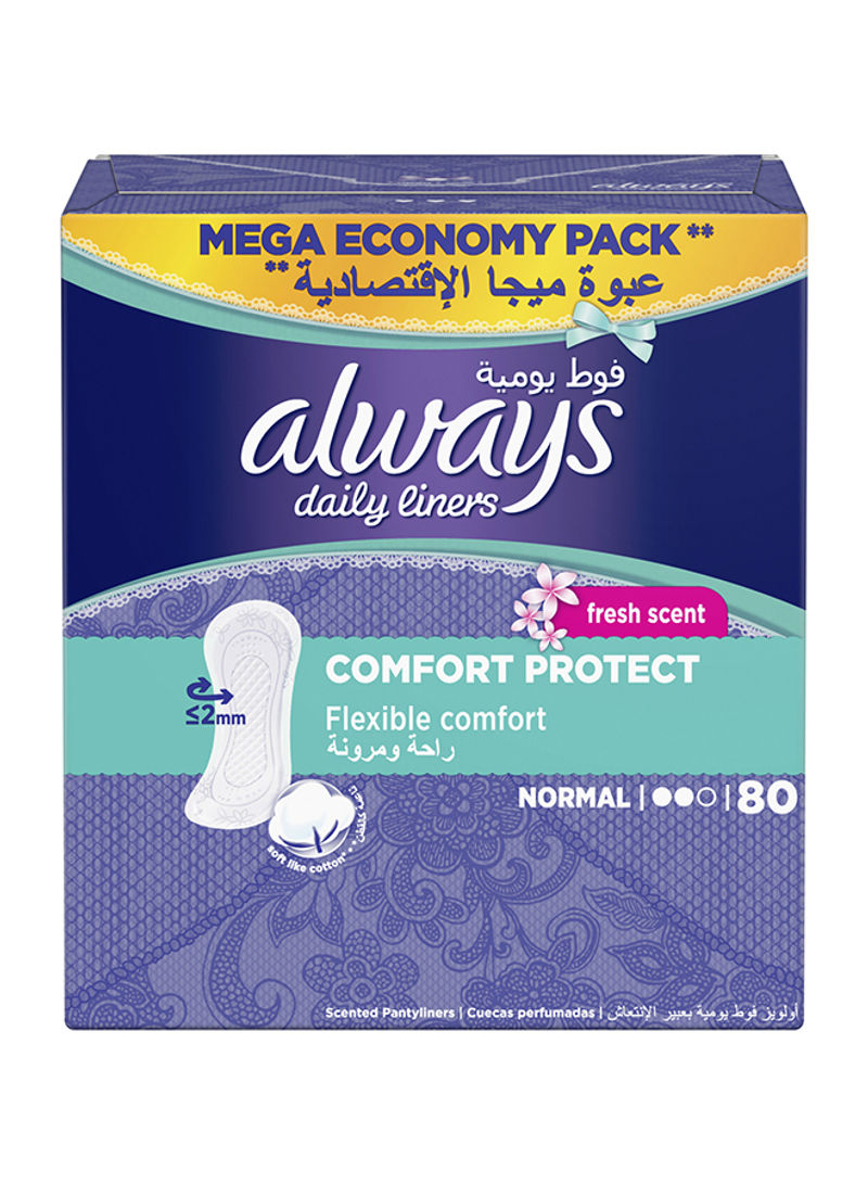 Daily Liners Comfort Protect Pantyliners With Fresh Scent, Normal, 80 Count