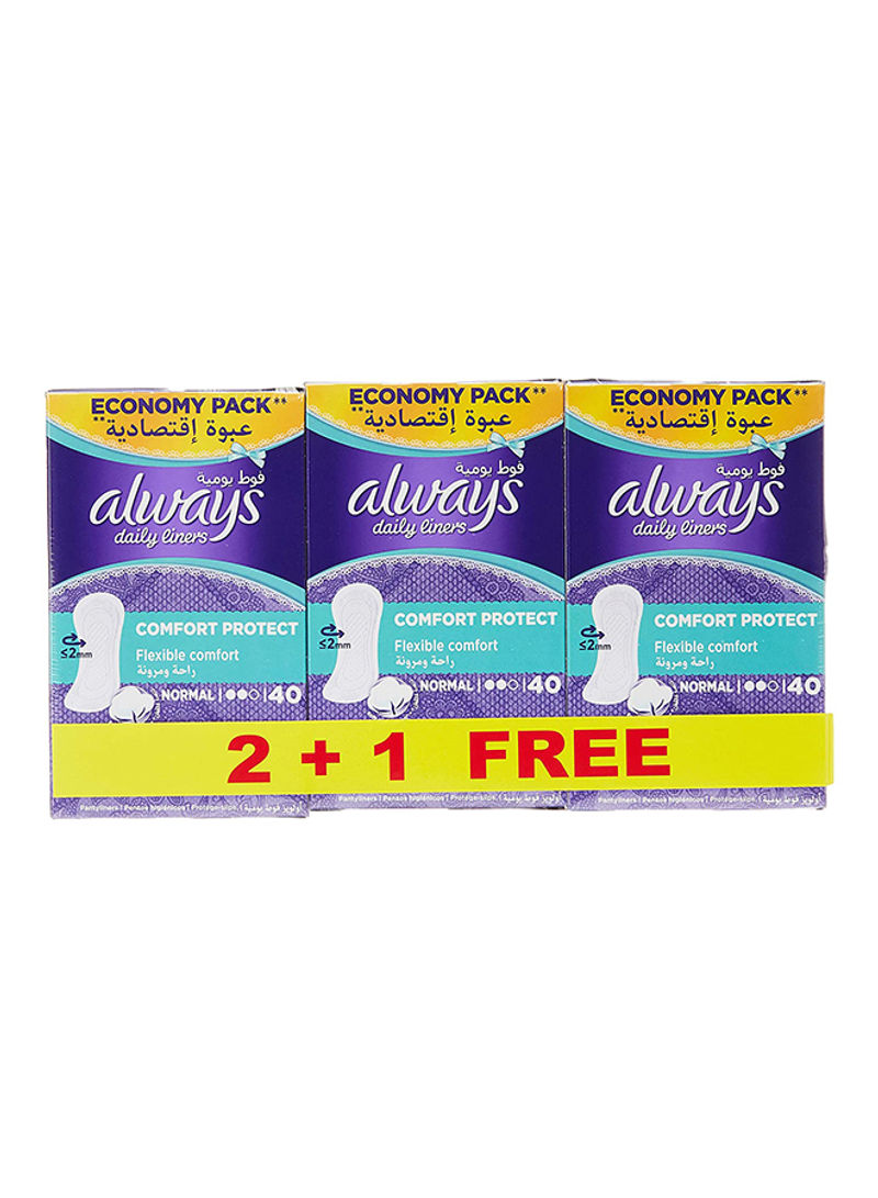 Pack Of 3 Daily Liners Comfort Protect Sanitary Napkins White