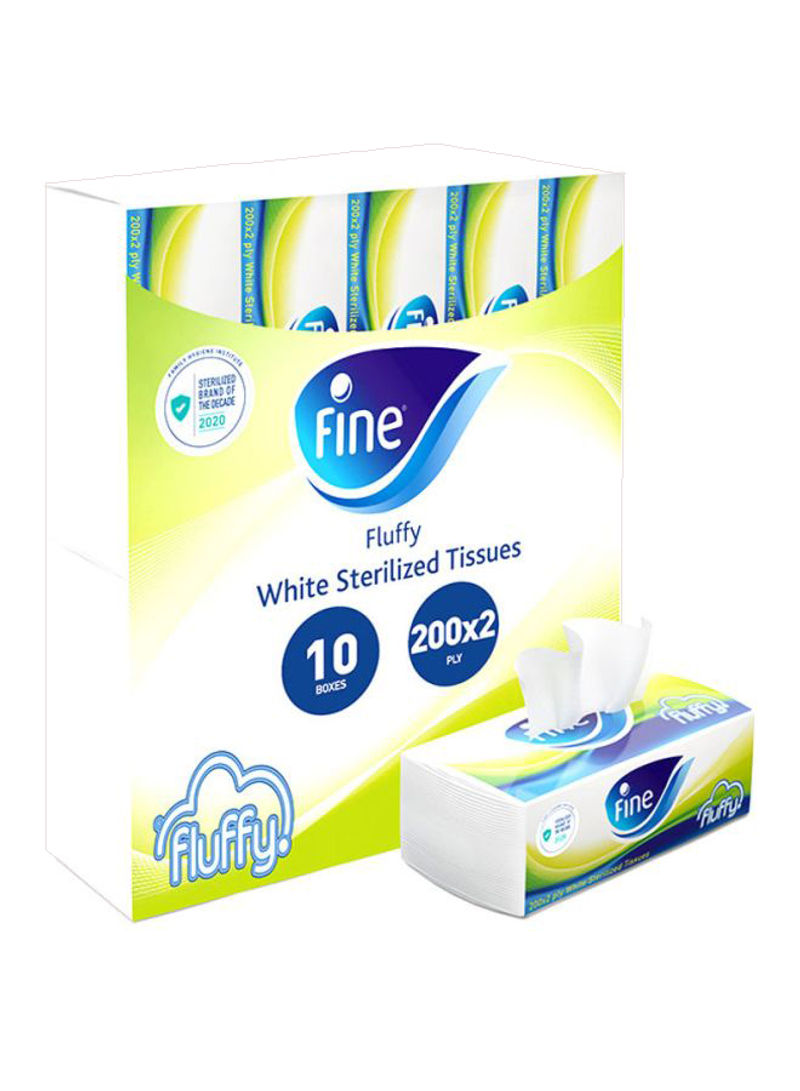 Pack Of 10 Fluffy Sterilized Facial Tissues White 60x28x40cm