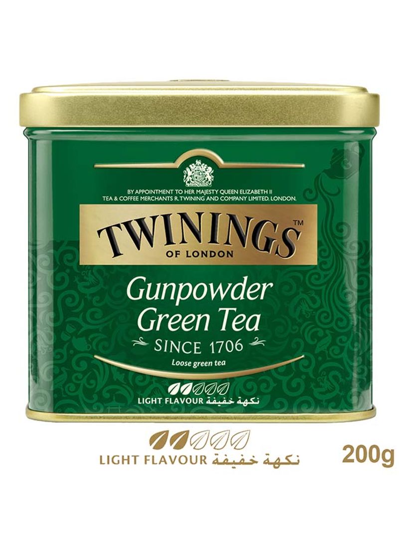 Gunpower Green Loose Leaf Tea, Premium Tightly Rolled Pellets Of Fine Green Tea, Luxury Tea All Natural, Tin 200g