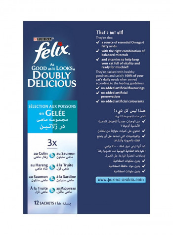 Doubly Delicious Fish Selection In Jelly Food Pouch 100g Pack of 12 Multicolour 100g