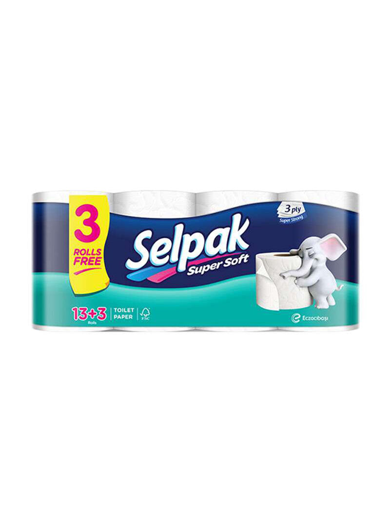 Pack Of 16 Super Soft Toilet Paper Roll White