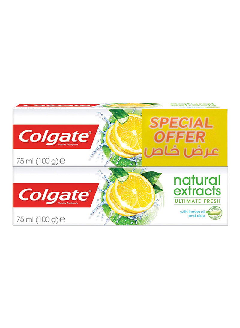 Pack Of 2 Natural Extracts Ultimate Fresh With Lemon And Aloe Vera Toothpaste 75ml