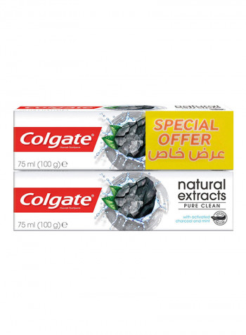 Pack Of 2 Natural Extracts Deep Clean With Activated Charcoal Toothpaste 75ml