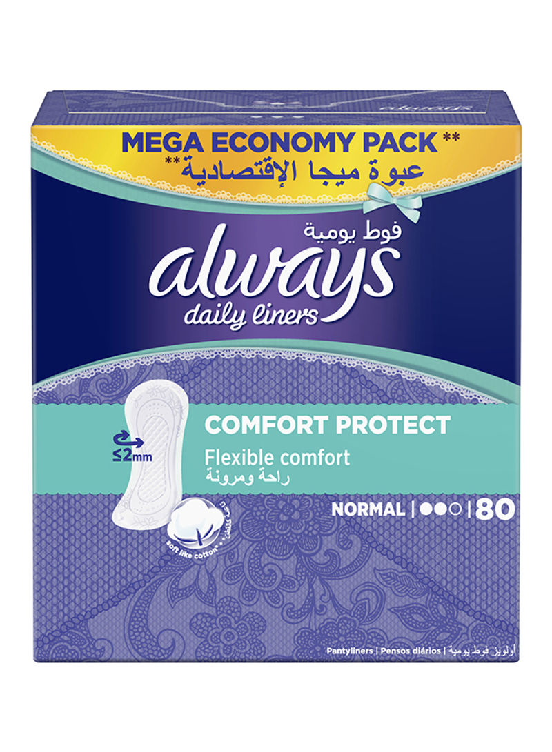 Daily Liners Comfort Protect Pantyliners, Normal, 80 Count