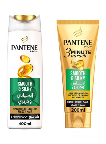 طقم مستحضرات ميراكل اشعر إنسيابي وحريري مكون من قطعتين Shampoo (400), Conditioner(200)مل