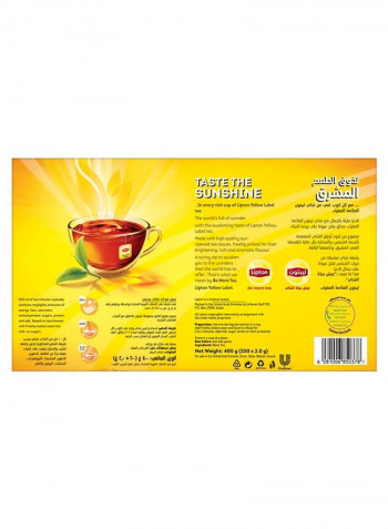 Pack Of 200 Yellow Label Teabag 400g