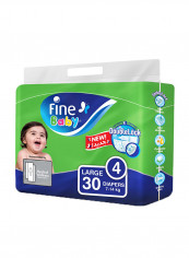 Baby Diapers, DoubleLock Technology , Size 4, Large 7 - 14kg , Economy Pack. 30 Diaper Count