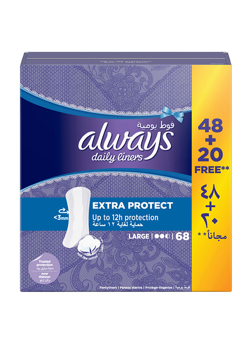 Daily Extra Protect Pantyliners Large 68 Count White