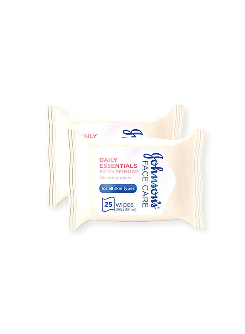Pack Of 2 Daily Essentials Extra Sensitive Cleansing Wipes White