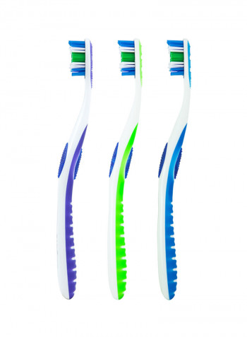 3-Piece 360 Whole Mouth Clean Toothbrush Set White/Green/Blue