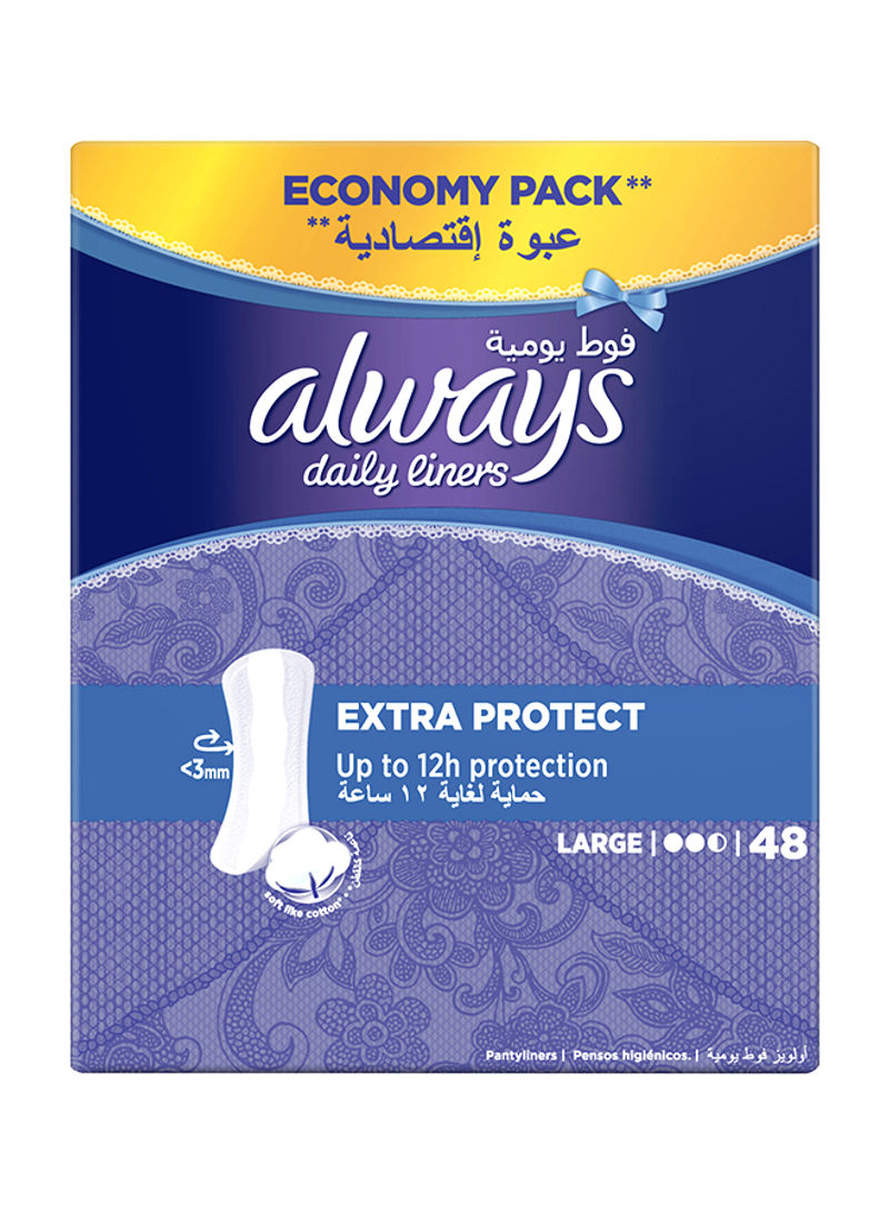 Daily Liners Extra Protect Pantyliners, Large, 48 Count Long