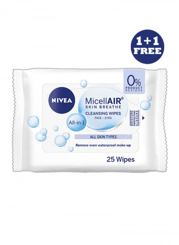 Micellair Cleansing Wipes 25 Sheets Pack of 2