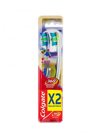2-Piece 360 Degree Advanced Toothbrush Set Multicolour