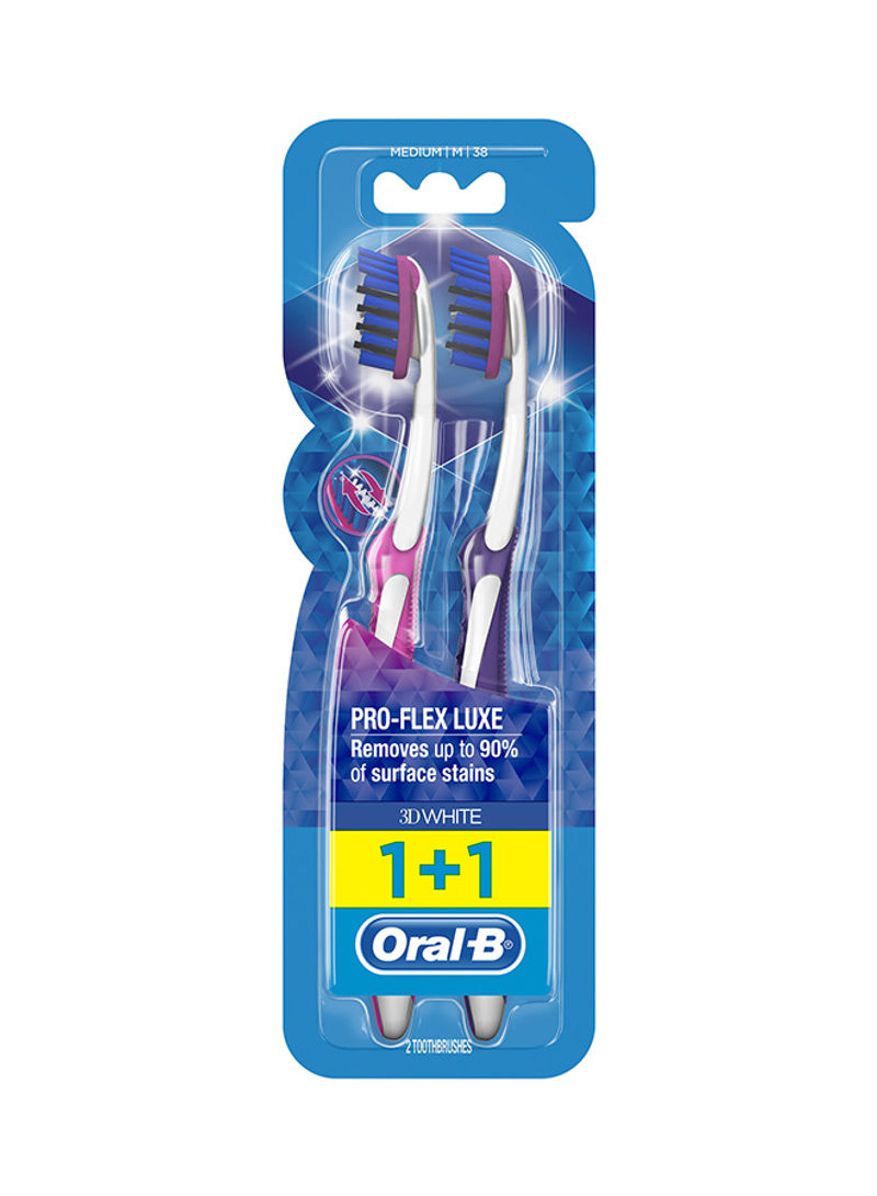 3D White Luxe Pro-Flex Medium Manual Toothbrush (1+1 Free) Multicolour