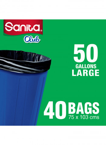 40-Piece Large Biodegradable Garbage Bag Black 75x103centimeter