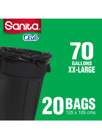 20-Piece XX-Large Garbage Bags Black 125x105centimeter