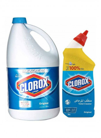 كلور سائل أصلي مع منظف للمرحاض برائحة منعشة Liquid Bleach (3780), Toilet Cleaner (709)مل